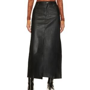 NEW Free People City Slicker Faux Leather Maxi Skirt Black